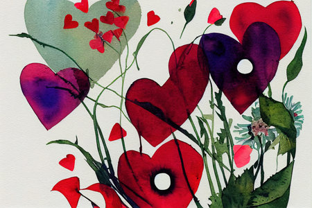 Card for Valentines day or birthday with flowers ofの素材