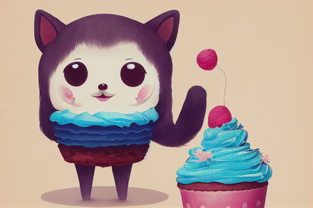 Chibi illustration of a cute anthropomorphic animal with aの素材