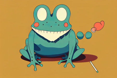 A Grumpy Frog, isolated 2d illustration. Frowning elegant anthropomorphicの素材