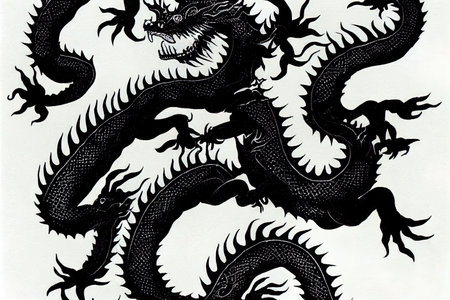 Chinese dragon Illustration of Dragon Boat Festival Ink Dragonの素材