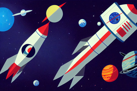 Space objects. Astronaut, rocket, planets, UFO, satellite, etcの素材
