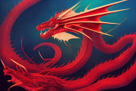 Red eye of dragon. Digital painting.の素材