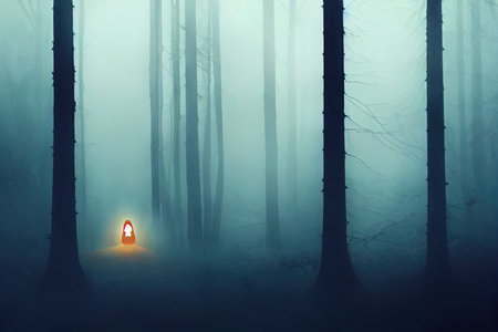 Horror background of a ghostly figure in enchanted aの素材