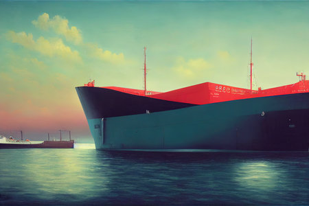 Front view of the large cargo ship bulbous bow,の素材