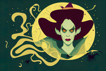 Witch Sanderson Sister. Hocus Pocus illustration. Halloween 2d illustration.の素材