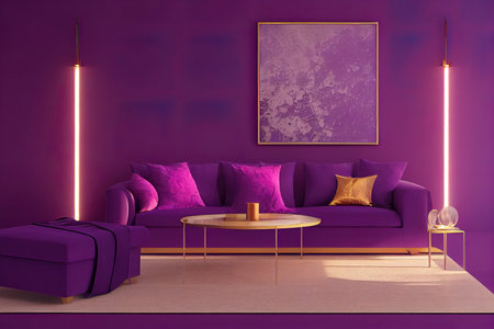 Luxury modern interior of living room ,Ultraviolet home decorの素材