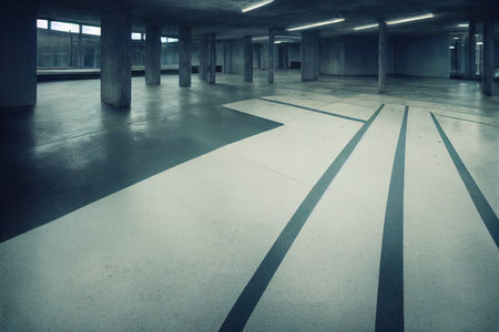 urban building with cement floor roadの素材