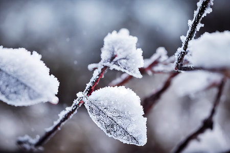 Winter has come. First snow frost. Morning walk, snow,の素材
