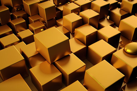 a background of abstract gold cubesの素材