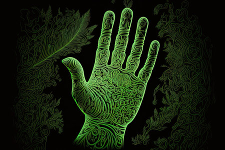 a black backdrop with a green hand drawn designの素材