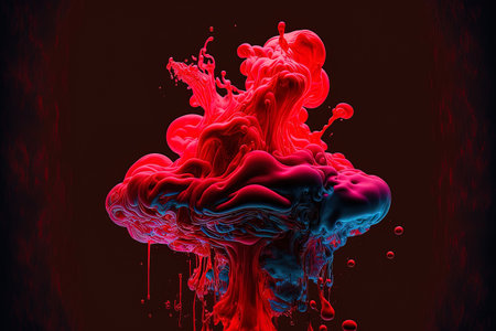 a bright crimson ink drop underwaterの素材