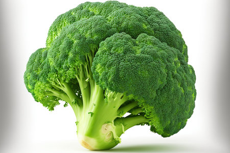 a closeup of fresh broccoli isolated on a white backgroundの素材