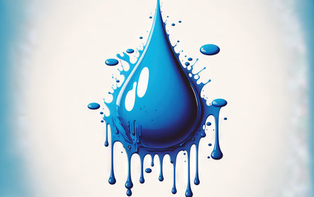 a drop of bright blue ink on whiteの素材