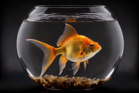 a fishbowl with a solitary goldfish. taken using a 5D Mark III in a studioの素材