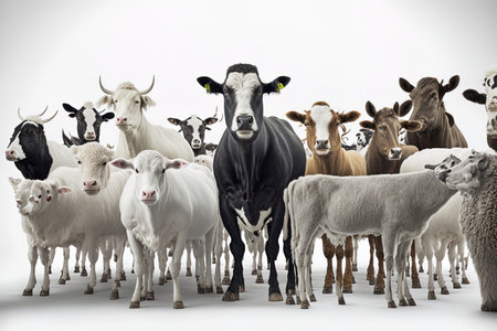 a field of livestock against a white backgroundの素材