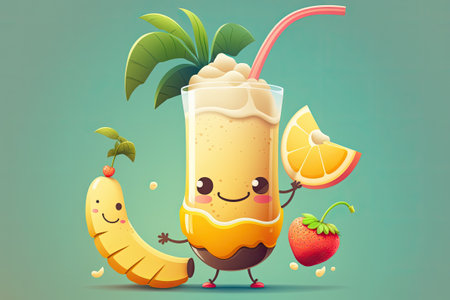 A mango and banana tropical smoothieの素材