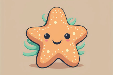 A lovely starfish cartoon. amusing sea animal . a flat iconの素材