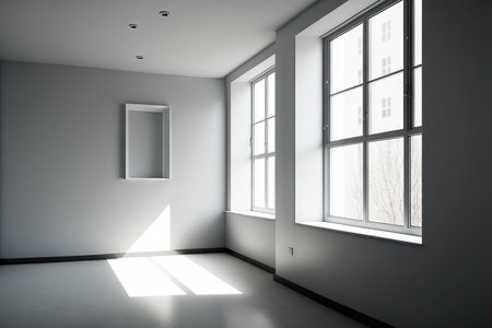 A modern room with light colors is emptyの素材