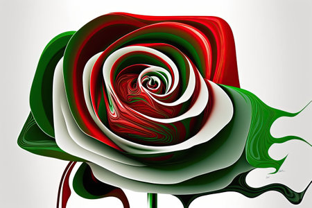 A single, vivid red rose against a white backgroundの素材