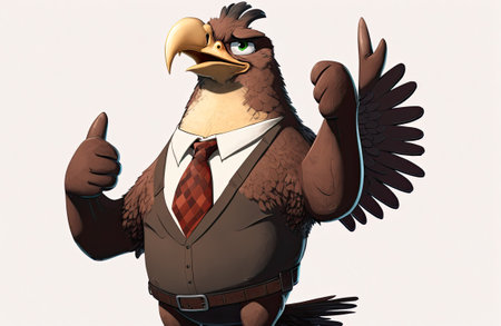 Animated eagle giving a thumbs upの素材