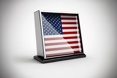American Flag positioned alone against a white backdropの素材