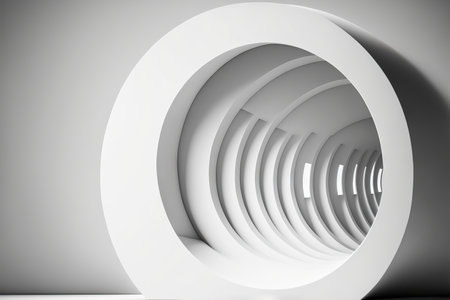 Background of abstract architecture. Circular White Buildingの素材