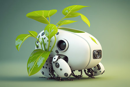 a self driving robot that can move and care for plants in a gardenの素材