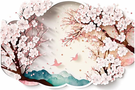 Background for a photo shoot with cherry blossomsの素材