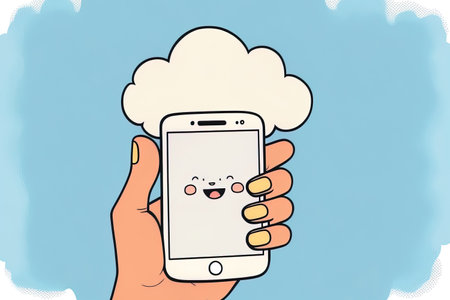 adorably drawn hand holding a smartphone. current mockup a based imageの素材