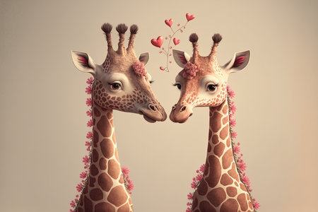 adorably romantic giraffe pairの素材
