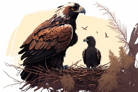 Bird cam captures eagle and chick in LA nestの素材