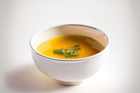 Bowl of broth, white background, solitaryの素材