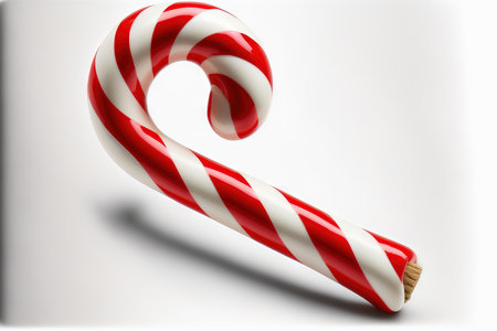 Candy cane in close up, isolated on a white backgroundの素材