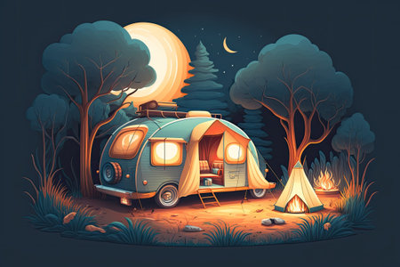 Camping tent illustrationの素材