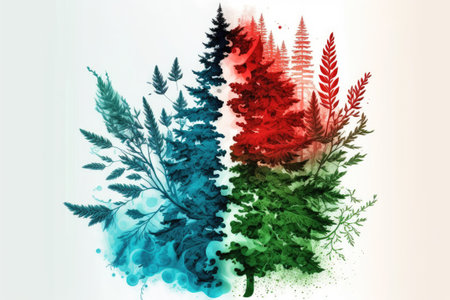 Canadian forest smoke, featuring many different species of green plantsの素材