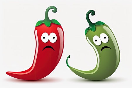 Chili peppers, fresh, isolated on whiteの素材