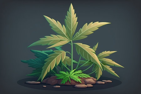 Cannabis, a Medicinal Plant with Crisp, Green Leavesの素材