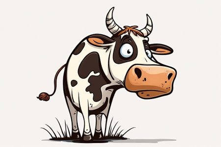 Cartoon Cow Drawing for Humorous Purposesの素材