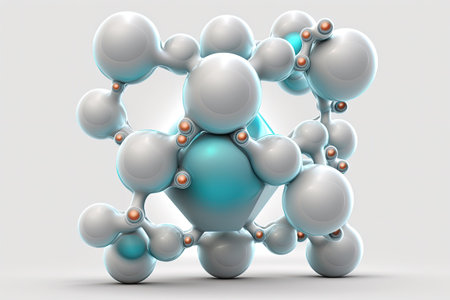 The liquid contains a single blue hydrogen moleculeの素材