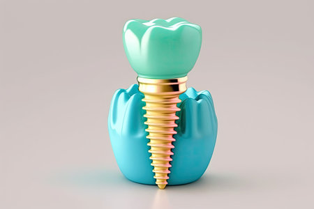 Image of a dental implant in the gum, isolated on whiteの素材