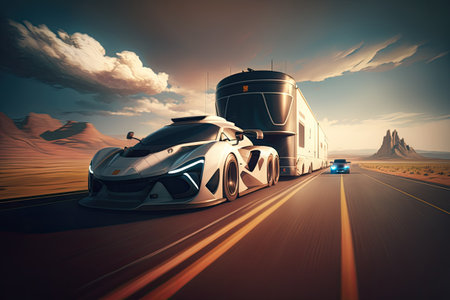 Racing, practice, and work on the road rally circuitの素材