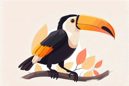 The toucan was a white bird against a white backgroundの素材