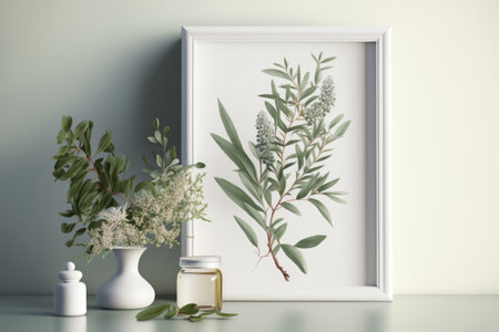 Melaleuca, or the tea tree, against a blank wallの素材