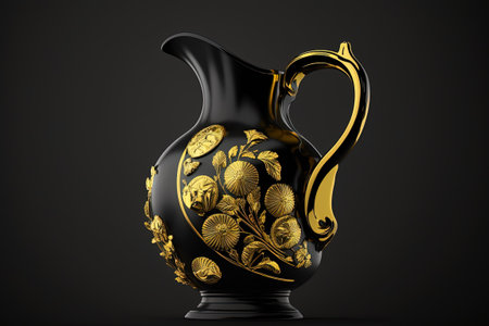 Image of a black pitcher brimming with gold coinsの素材