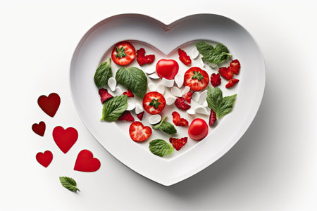 Palmetto salad with heart segments, sliced, in a white porcelain dish. Diabetic dietの素材