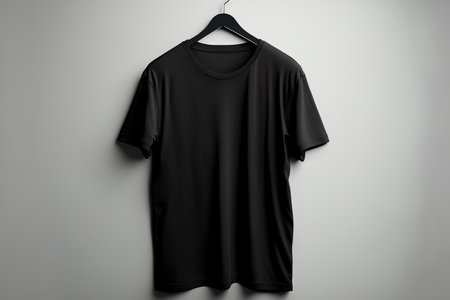 Unadorned black T shirt hanger on a white backgroundの素材