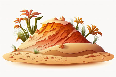 isolated on white, a mound of sand from the beach or the desertの素材