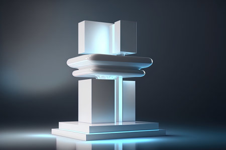 Modern display, futuristic pedestal for product display, abstract backgroundの素材