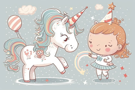 For a baby or child shower, why not use this adorable unicorn illustrationの素材