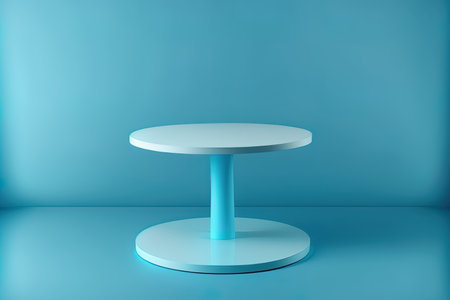 Table display with a blue backgroundの素材